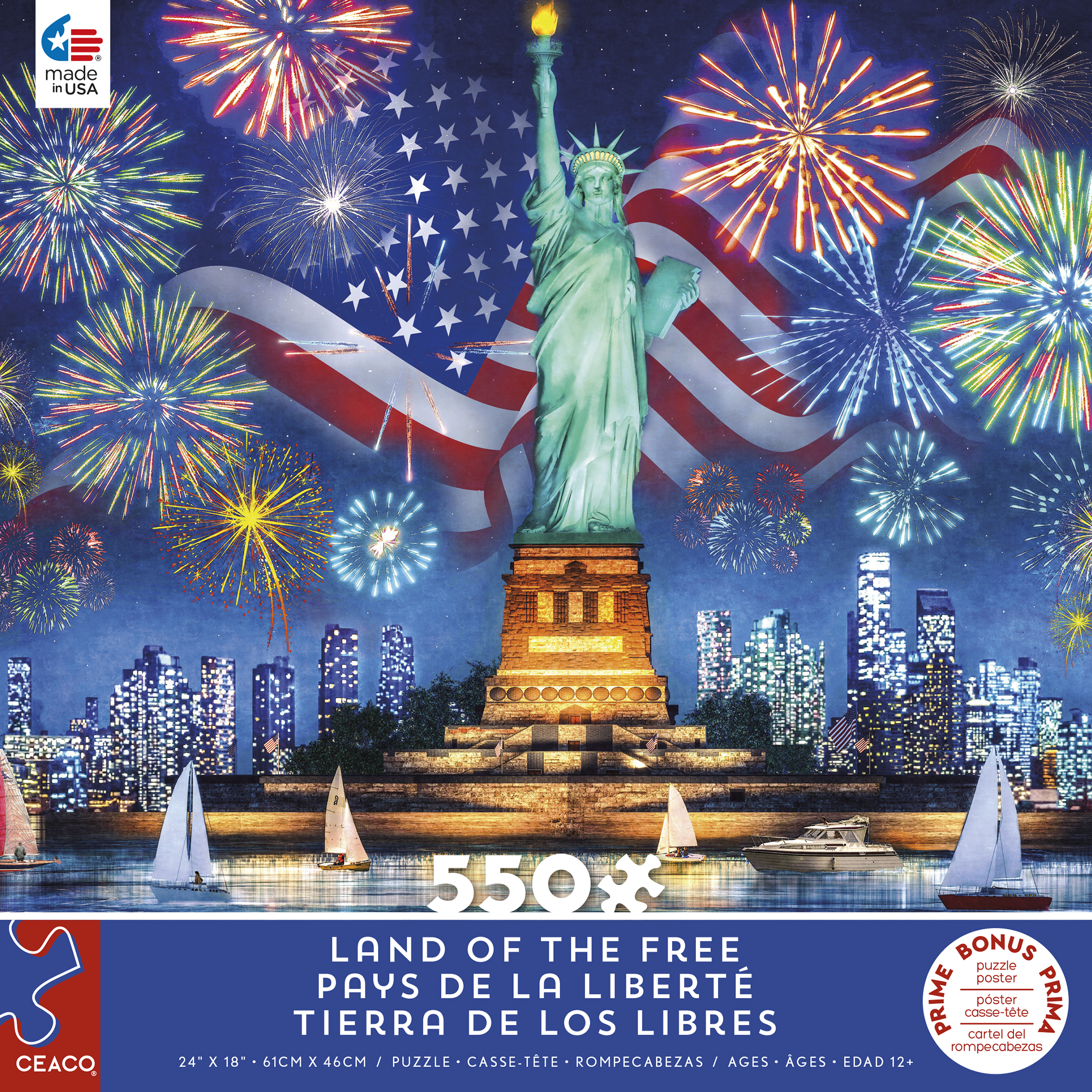 Ceaco - Land of the Free - Liberty - 550 Piece Interlocking Jigsaw Puzzle