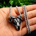 thumbnail image 2 of ZMY Home Stainless Steel Party Jewelry Long Chain Demon Ram Horned Goat Skull Pendant Necklace, 2 of 7