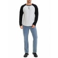 thumbnail image 2 of Camiseta de manga larga para hombre, color bloque, estilo casual, raglán, talla L, negro y blanco, 2 of 6