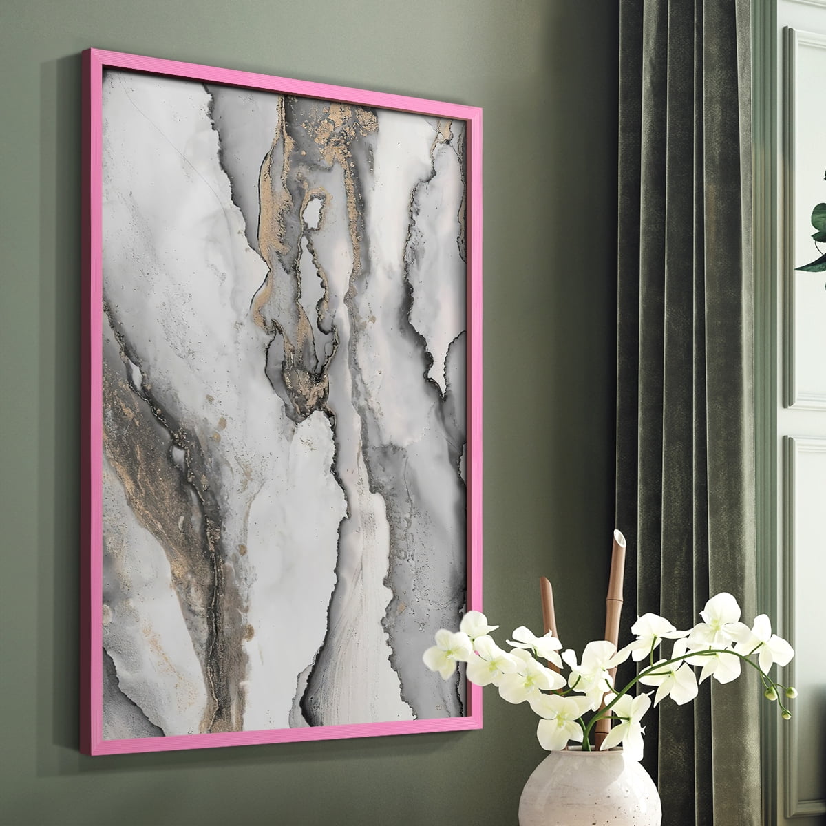 Abstract Ink Fantasy III in Paper Solid Wood 11 x 14 Framed Print