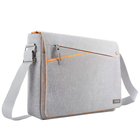 Mosiso Laptop Shoulder Bag for 13-13.3 Inch MacBook Pro, MacBook Air, Notebook Computer with Two Side Pockets Storage, Protective Spill-Resistant Polyester Carrying Case Cover, Gray and