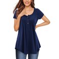 thumbnail image 2 of Starybirds Womens Henley Tops Plain V Neck Short Sleeve Tshirts Navy XL, 2 of 4