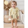 thumbnail image 5 of Miaouyo 0-24 Months Infant Baby Girl Fall Romper Dress Crew Neck Long Sleeve Tutu Bodysuit with Bow Headband, 5 of 9