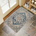 thumbnail image 4 of Bohemian Blue Floral Patterned Carpet Door Mat Welcome Door Mat for Front Door, Home Entrance, Yard, Floor, Patio, Non Slip Spring Summer Welcome Mat Indoor Outdoor Doormat 30"*17", 4 of 6