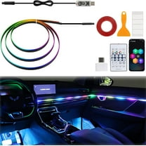 Glowride Interior Lights, Glowridee Interior Car Lights, RGB 5 in 1 LED Car Ambient Lighting Kit, Auto Interior Decoration Accessorie with Wireless App & Remote Control, Sync to Music(43.3in)