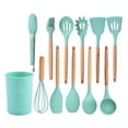 thumbnail image 2 of Cocina Herramientas de cocina Conjunto Manejo de silicona Manejo de madera Pincel de aceite Spaghetti Garra Hornear Cocina Accesorios de utensilios de cocina Luz verde 12 piezas Vogacara HA028300-02, 2 of 7