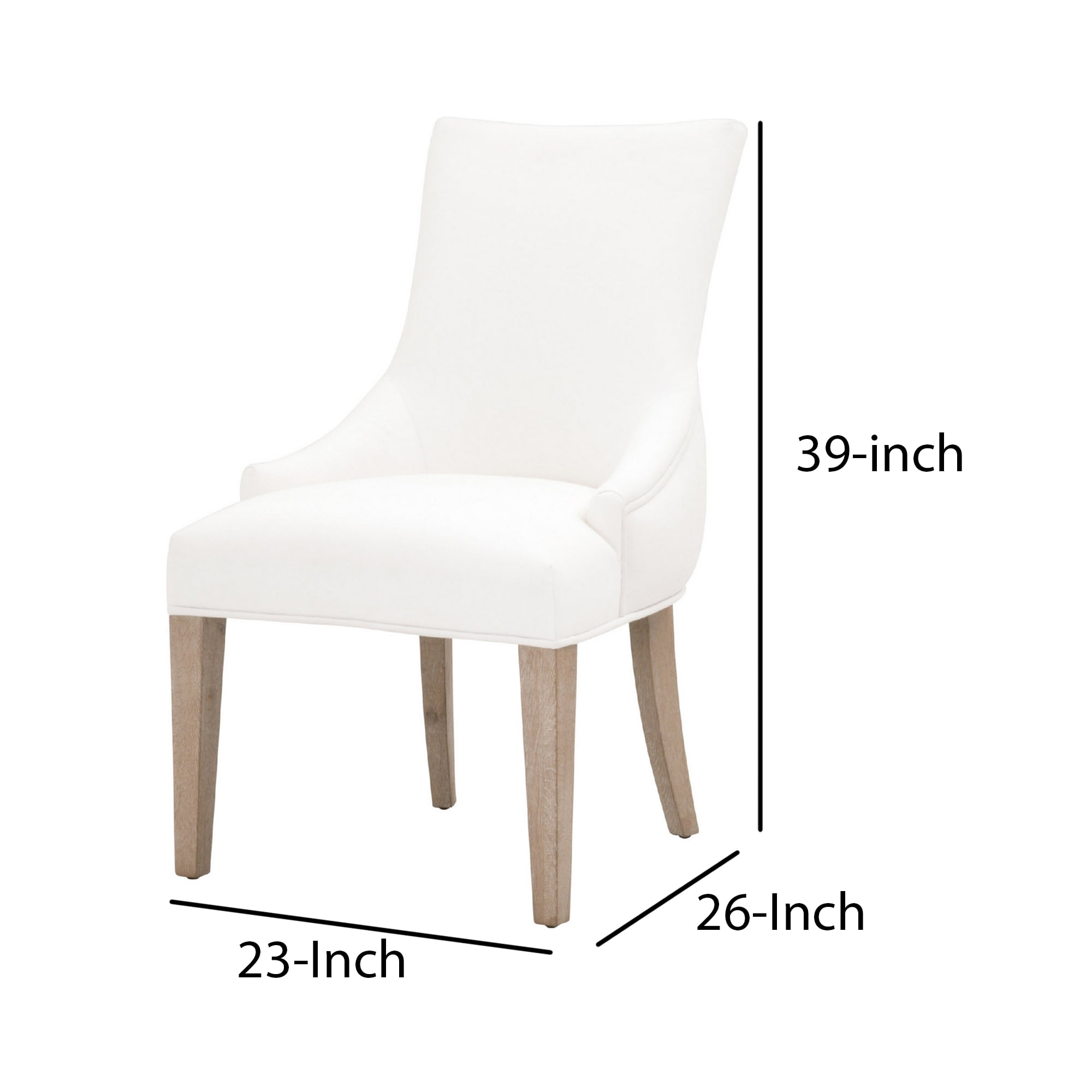 Benjara Bm223011 Fabric Upholstered Dining Chair With Sloped Armrests Padded Seat 44 White Walmart Com Walmart Com