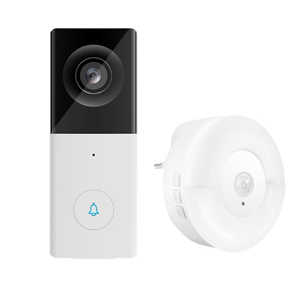 Video Timbre Smart Home Detector de visión nocturna por infrarrojos Cámara de seguridad impermeable WiFi inalámbrica, Timbre de puerta con receptor Eigraketly HA006536-02