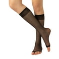 thumbnail image 4 of Calzitaly - 2 Pairs Open Toe Knee High Socks, Toeless Over-the-Calf Socks, Light Fabric Sheer 10 Denier, Ultra Soft Freetoes for Women (One Size, Black or Nude), 4 of 6