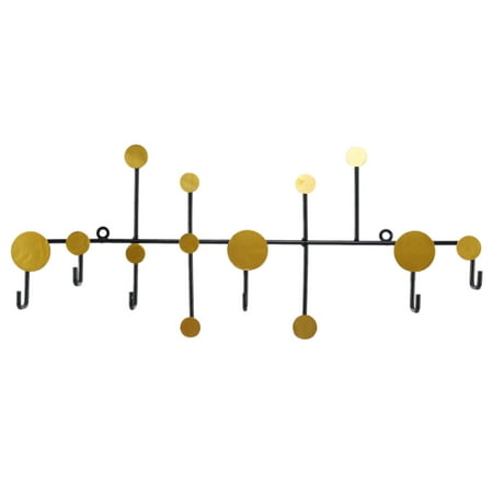 

Polka Dot Wrought Iron Decorative Wall-Mounted Key Holder Wall Storage Hook Iron Hook for Living Room Door Entrance Porch Gold and Black