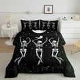 thumbnail image 2 of jejeloiu Vintage Skeleton Full Comforter Set Boho White Black Microfiber Reversible Bedroom Decor For Adults 3pcs, 2 of 8