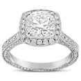 thumbnail image 3 of 2.75CTW Round Cut Diamond in Cushion Halo Antique Style Three Sided Engagement Ring R208, 3 of 4