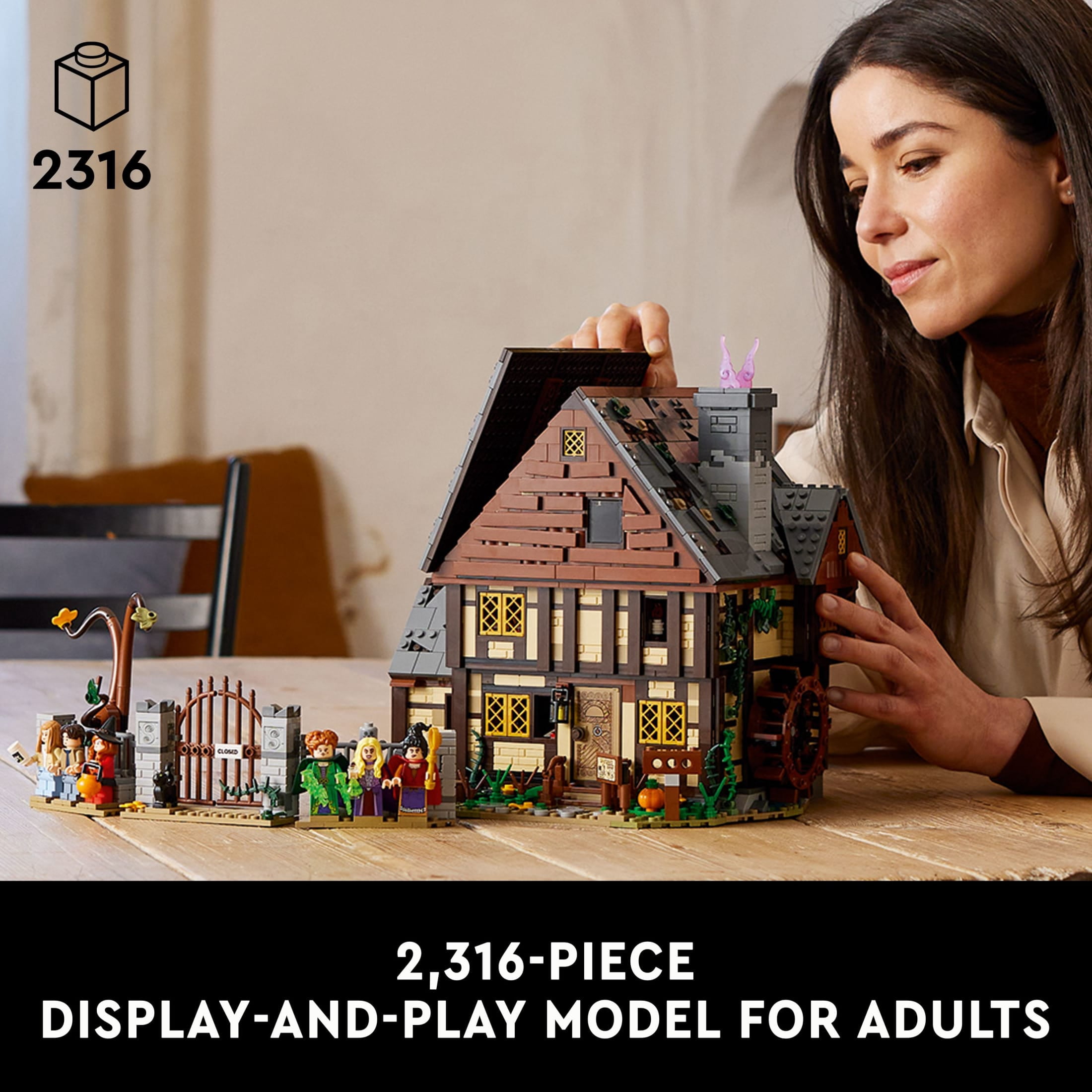 LEGO Ideas Disney Hocus Pocus The Sanderson Sister's Cottage - Building Set for Adults, Men & Women, Age 18+ - Unique Gift for Fans W/ Sister Minifigures - 21341