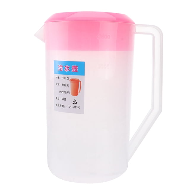 Miangastore Measuring Kettle with Scale Beverage Storage Container with Lid Heat Resistant Cold Water Jug Plastic Juice Pitcher (2500ml Pink)