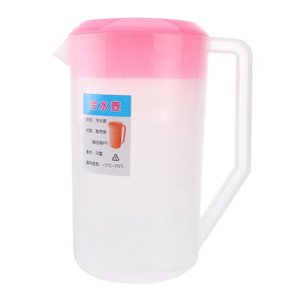 Hervidor de medición con recipiente de almacenamiento de bebidas a escala con tapa resistente al calor de agua fría jarra de jarra de plástico (2500 ml rosa)