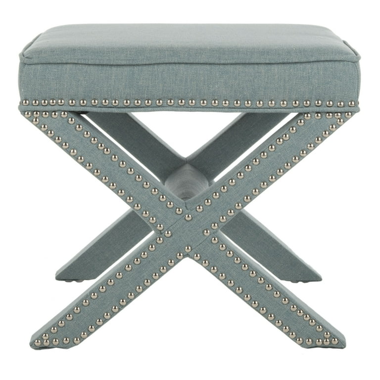 希少　Safavieh Palmer Ottoman　オットマン　グレー SAFAVIEH Palmer Ottoman Silver Nail Head Sky Blue - Walmart.com