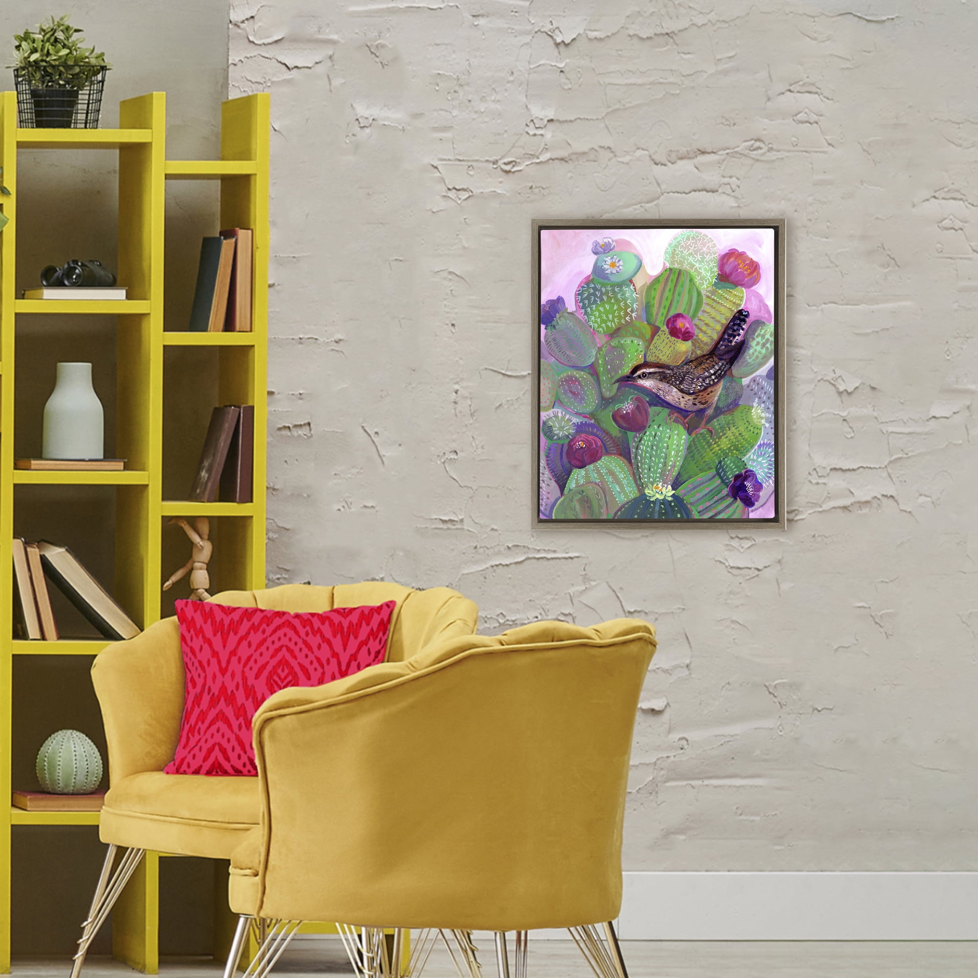 Desert Day Dream Bird Brown Framed Floater Canvas Wall Art, design by Ashley Davis