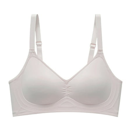BYHONG Comfortable Seamless Full Coverage Bra for Women Wireless Bras with Soft Support Regular and Plus Size Light Gray M