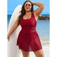 thumbnail image 6 of Asoul Plus Size One Piece Swimsuit Scalloped Swim Dress Bathing Suits Tummy Control Flowy Modest Swim Suits, 6 of 6