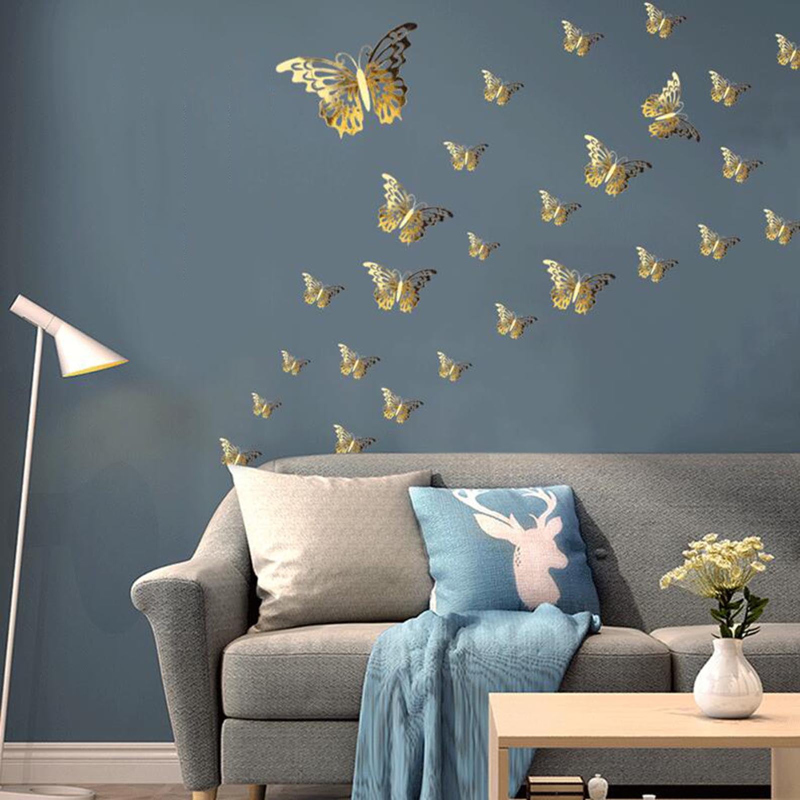 12Pcs Papillon 3D autocollants muraux PVC Wall Decals Home Room décorations Wall Art 