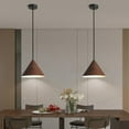 thumbnail image 4 of Minimalism Wood Pattern Metal Pendant Lamp for Kitchen Island, Cone Shape Simple Rustic Pendant Lighting for Above Sink, Pendant Light for Dining Room, Pendant Light Fixture for Over Table, 4 of 7