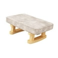 thumbnail image 4 of Taburete otomano pequeño de madera rectangular moderno para sala de estar y porche. Beige, 4 of 9
