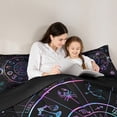 thumbnail image 4 of jejeloiu Constellation 7 Pieces Bedding Comforter Set,Boho Bohemian Theme Full Bedding Set,Purple Black Fitted Sheet Flat Sheet For Boys Kids,Luxury Bedroom Decor Reversible, 4 of 8