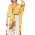 thumbnail image 1 of Mujeres sueltas gasa kimono estampado floral media manga de punto borlas cárdigan capas MABOTO Amarillo, 1 of 7