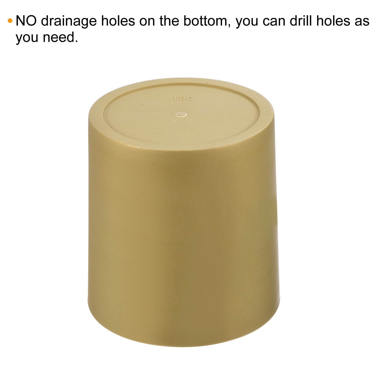 Uxcell 6" Round Plastic Planter Flowerpot Container Indoor Outdoor, Gold 4 Pack