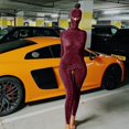 thumbnail image 2 of YDLCAFD Womens Long Sleeved High Neck Halter Back Sports Jumpsuit M, 2 of 9