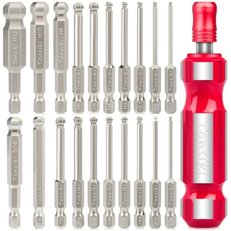 

Tonsiki Ball End Head Allen Wrench Drill Bits with Quick Release Screwdriver Bits Holder Handle Set