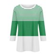 thumbnail image 4 of Scyoekwg 3/4 Sleeve Tunic Tops for Women Round Neck Three-Quarter Sleeve Tshirt Dressy Casual Blouse Tops for Women Trendy Lightweight Tshirt Loose Color Block Blouses (Green,S), 4 of 5