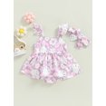 thumbnail image 2 of Bagilaanoe Newborn Baby Girl Easter Rompers Dress Rabbit Print Sleeveless Bodysuit + Headband 3M 6M 12M 18M Infant One Piece Jumpsuit, 2 of 8