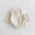 thumbnail image 4 of LYMAYTER Infant Baby Girls Romper Long Sleeve Lace Peter Pan Collar‌ Newborn Fall Winter Clothes 3-24M, 4 of 8