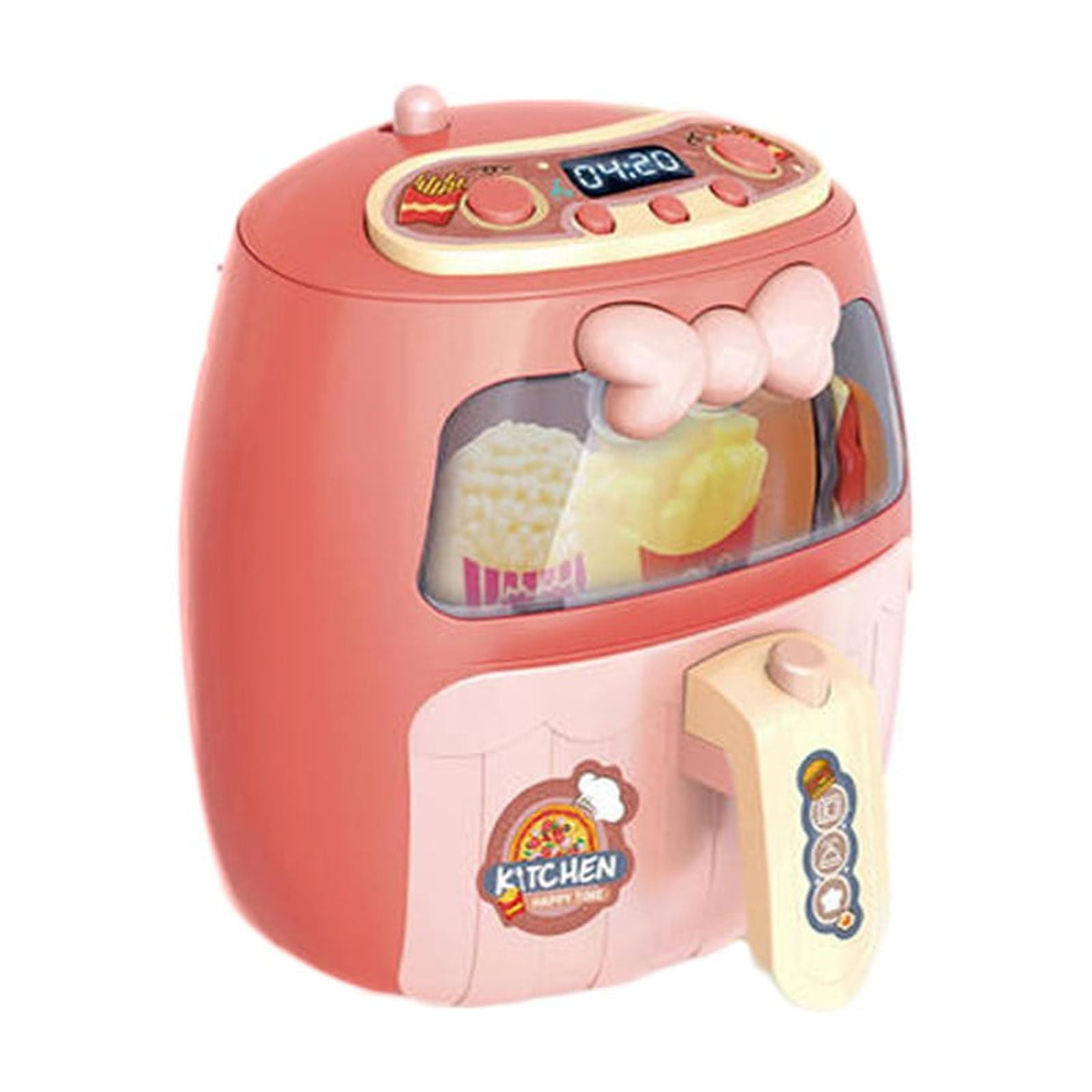 Electric Air Fryer Toy For Kids With Lights Role Play Kitchen Hamburger And Fries Set