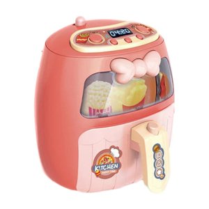 Electric Air Fryer Toy For Kids With Lights Role Play Kitchen Hamburger And Fries Set