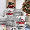 thumbnail image 5 of Xmas Tree Buffalo Plaid Decorations Pillow Covers 20x20 Set of 2, Cotton Linen Reversible Throw Pillows Covers for Outdoor Couch Sofa Living Room, Truck Snowflake Couch Pillows Cushion Cover, 5 of 6