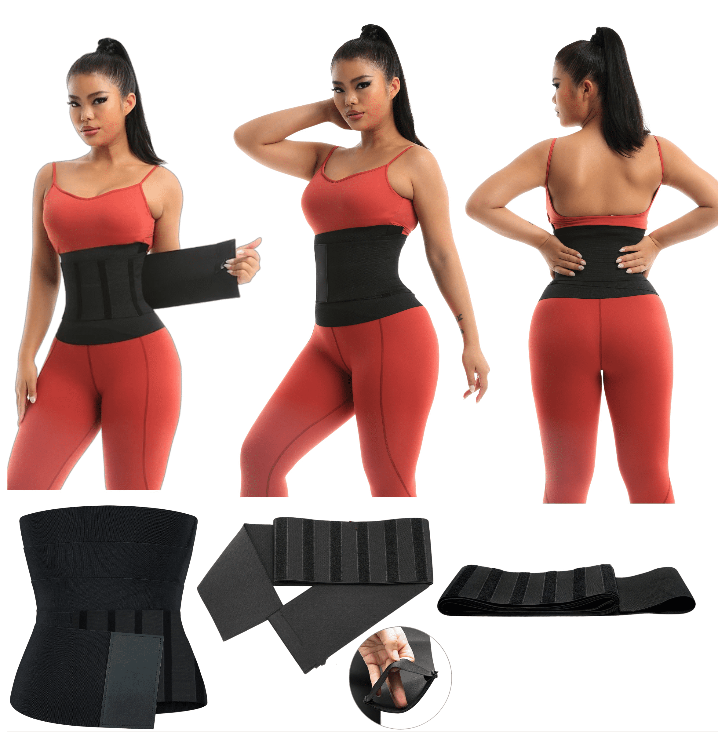 Tecnomed Waist Trainer For Women - Premium Sweat Belt & Postpartum Belly Band For Tummy Trimming, Back Support & Posture (Fuchsia)