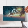 thumbnail image 2 of Hello Sunshine Cutting Board, Dreamy Tropical Beach with Abstract Sunset and Palm Trees Summertime Romance, Decorative Tempered Glass Cutting and Serving Board, Small Size, Multicolor, by Ambesonne, 2 of 5