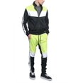 thumbnail image 4 of Victorious Tri Colorblocked Striped Outseam Sleeves Zipper Drawstring Fashion Workout Track Suit ST553 - Frozen Yellow - 2X-Large, 4 of 5