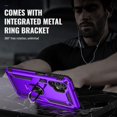 thumbnail image 3 of Cellular Phone Case for Samsung Galaxy A13 4G, Purple, Military-Grade Protection with Ring Holder Kickstand, HD Screen Protector, 3 of 14