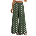thumbnail image 2 of Pants for Women Wide Leg Casual Elastic Waist Long Pants Women Fashion Non Positioning Printed Wide Leg Drawstring Elastic Waist Pocket Full Length Pants Green Xxxl, 2 of 5