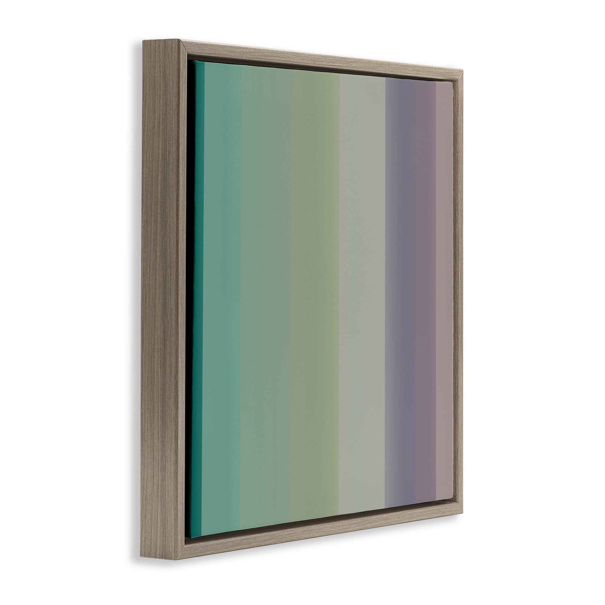 Stupell Industries Green & Purple Gradient Abstract Painting Brown Floater Framed Canvas Art Print Wall Art, 18 x 18