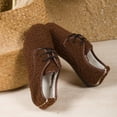 thumbnail image 3 of Womens Flat Shoes Winter Fuzzy Lace up Walking Shoes Casual Nonslip Round Toe Warm Loafers Cold Weather House Slippers Coffee Size 9.5, 3 of 7