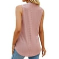 thumbnail image 5 of safuny Women's Trendy Loose Basic Vest Solid Tops Sleeveless Tees V Neck Shirts Elegant Eyelet Vintage Clothing Fashion Summer Pink XXL, 5 of 5