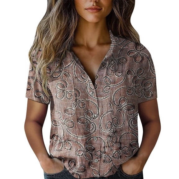 ZJXFGS Early Fall Fashion Western Shirts For Women T Shirts For Women Womens Fall Clothes Western Outfit For Women Office Clothes For Women Button Down Shirts For Women Pink S