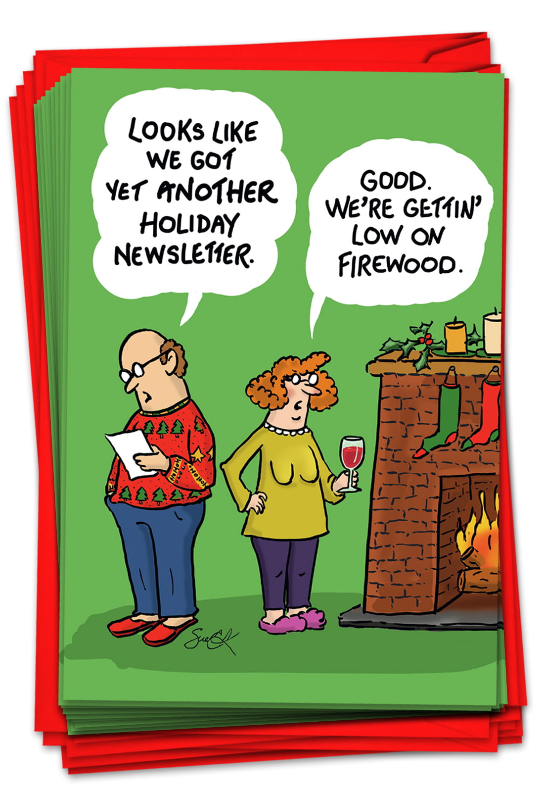 12 Funny Cartoon Christmas Cards Boxed Greeting Card Set Xmas