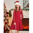 thumbnail image 3 of Oudiya Girls Mesh Puff Lantern Long Sleeve High Waist Formal A Line Light Blue Dress with Pockets for Kids 6-16 Years, 3 of 7