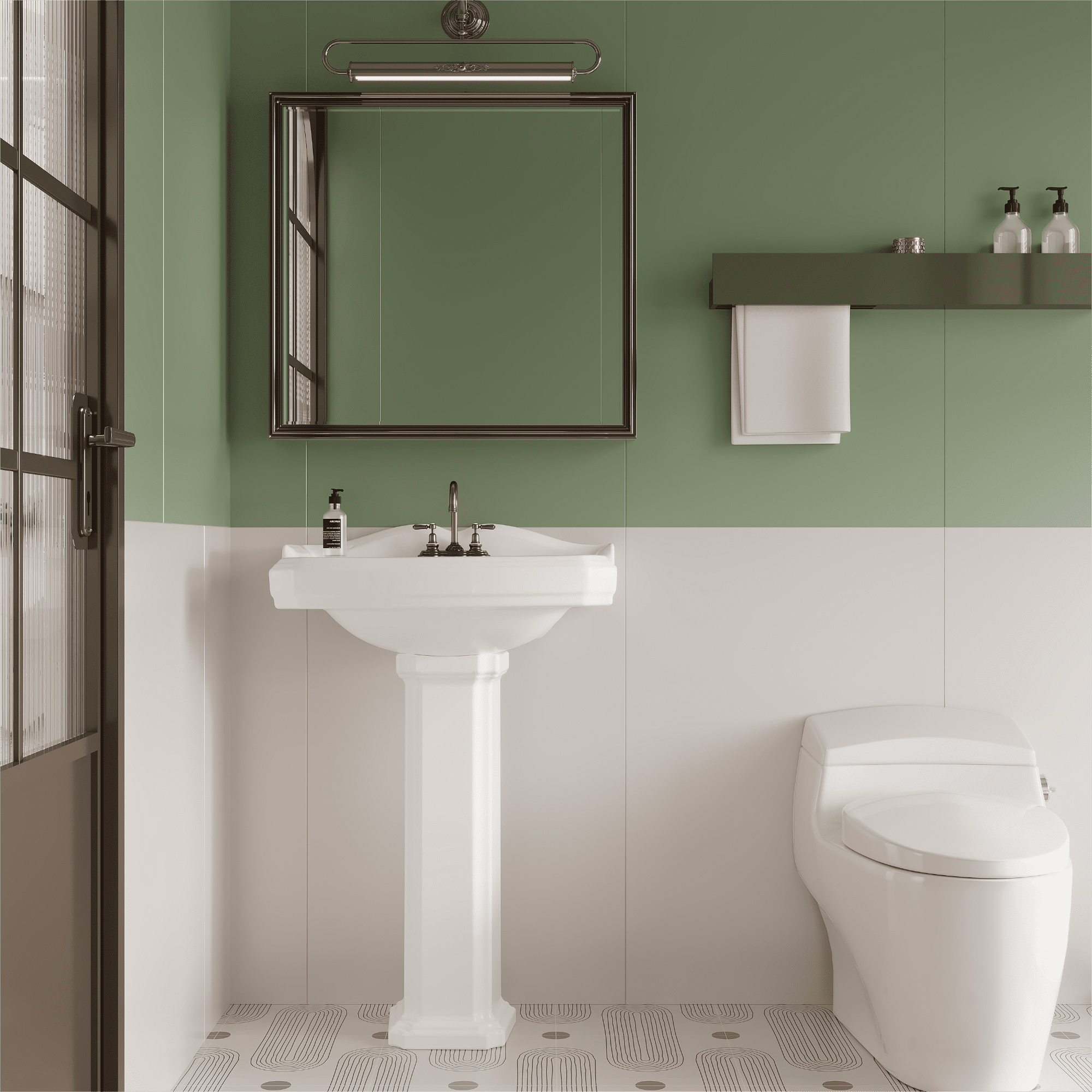 23"L x 19"W Rectangular Pedestal Sink, White Ceramic Pedestal Bathroom Sink with 3 Faucet Holes At 4" Faucet Centers, with Overflow (White Color)