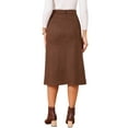 thumbnail image 3 of INSPIRE CHIC Women's Faux Suede Skirt High Waist A-Line Midi Casual Skirt L Coffee, 3 of 6